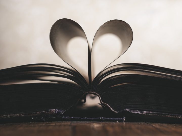 This is an image of a book opened, with pages making a love heart shape. This is a stock image used to demonstrate my favourite style books.